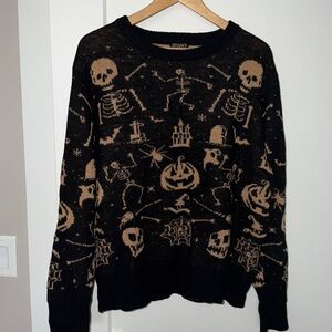Kiel James Patrick Spooky Halloween Sweater Sz XL black/faded orange